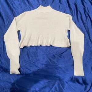 cream turtleneck cropped long sleeve